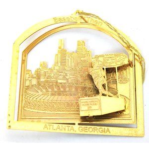 Baseball Then Atlanta Georgia Gold Brass Ornament Stadium Hank Aaron Laser Cut